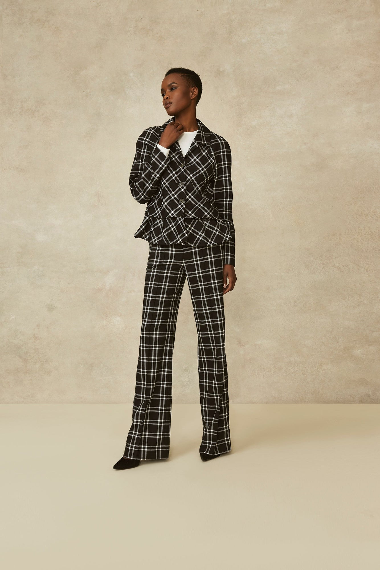 Oversized Plaid Hanna Pant | Black/White