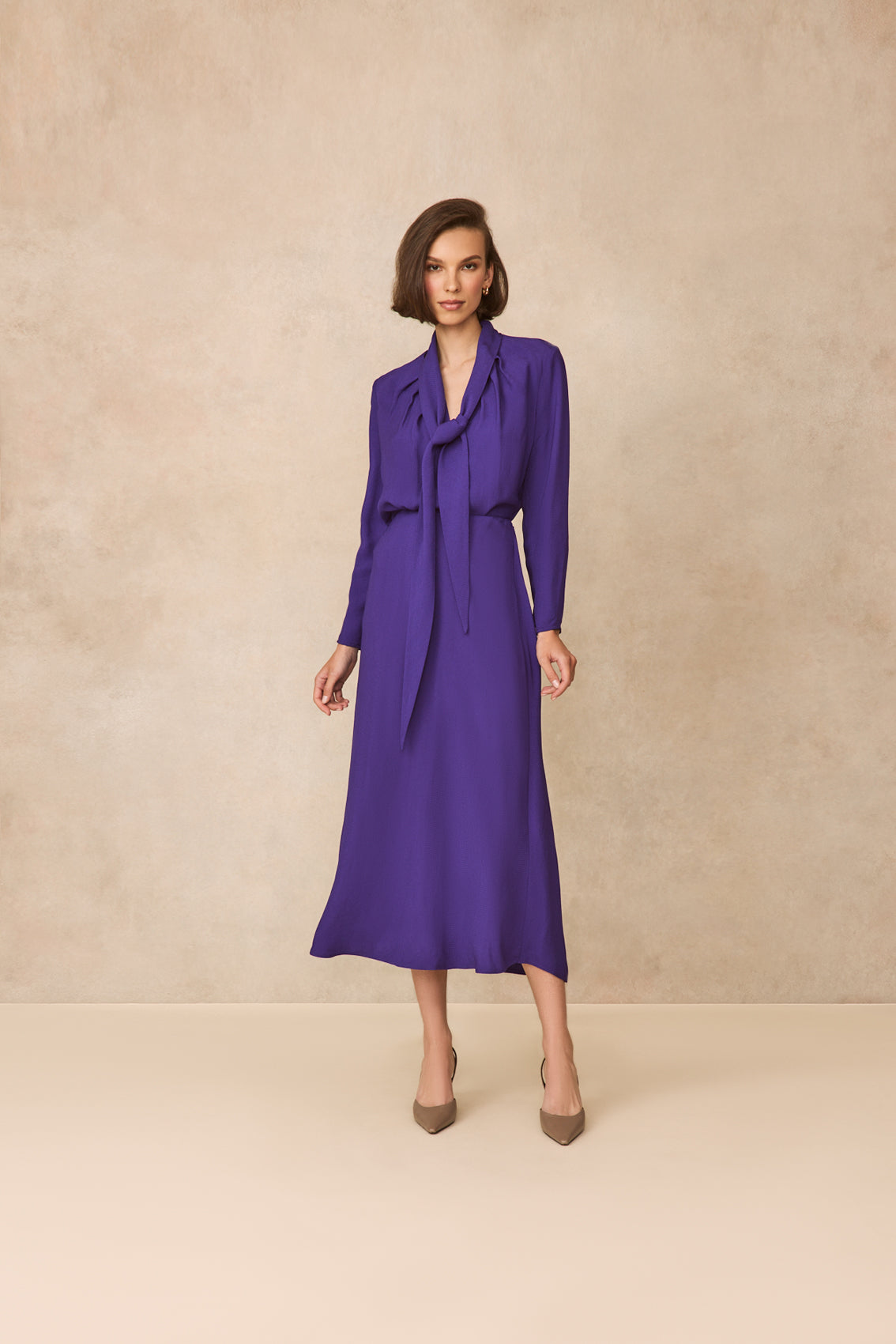 Textured Fluid Crepe Skirt | Violet