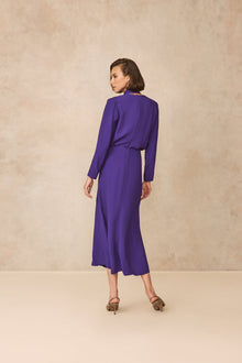 Textured Fluid Crepe Skirt | Violet