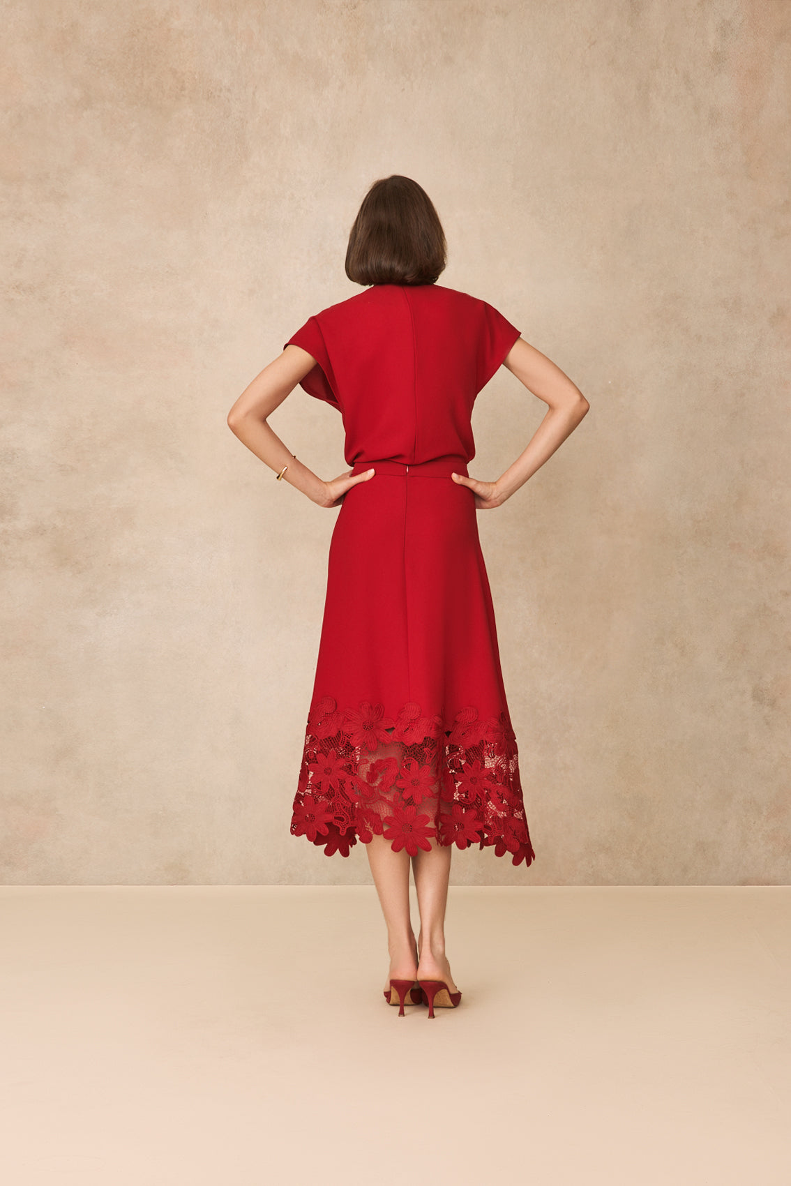 Fluid Crepe Shirred Detail Top | Ruby