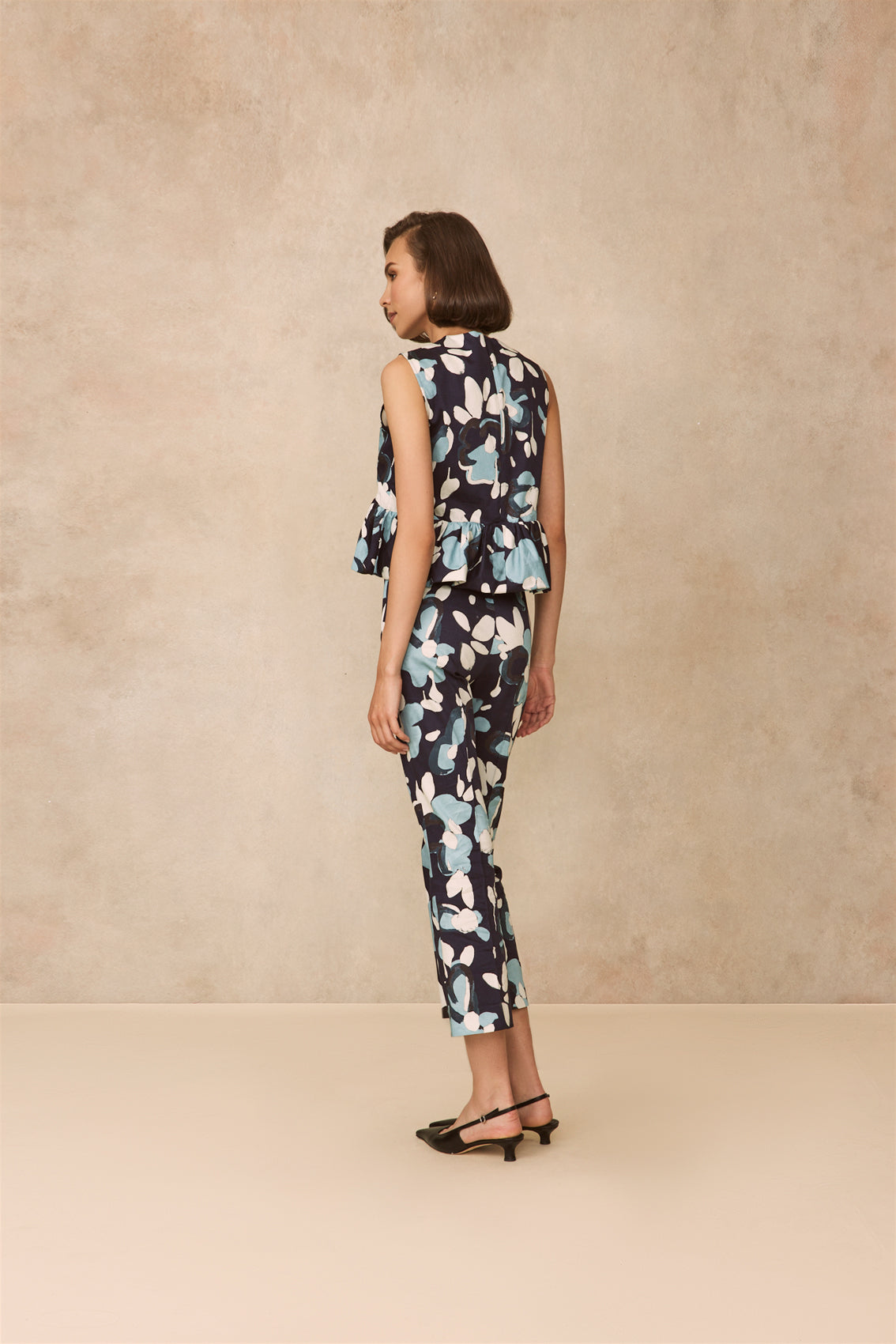 Floral Painted Cotton Kate Pant | Navy Multi