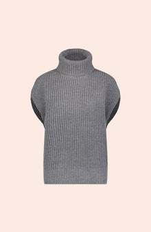 Sleeveless Turtleneck Sweater | Grey
