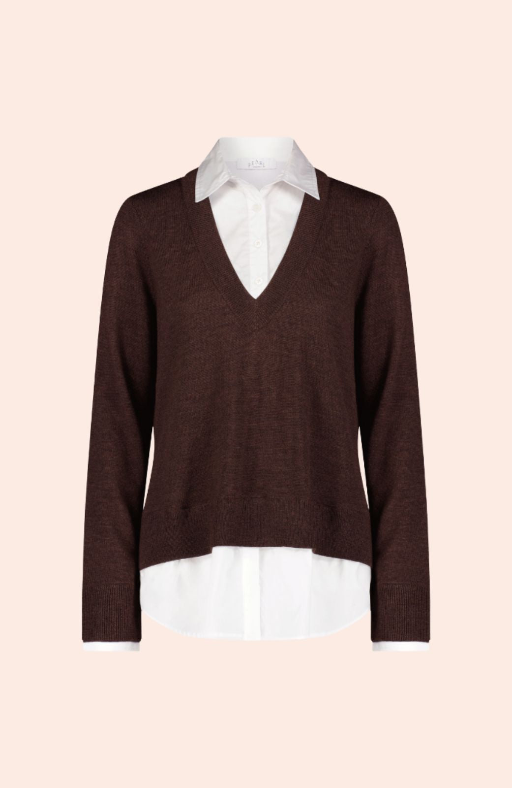 Poplin Combo Sweater | Chocolate
