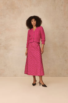 Cable Knit Cardigan | Magenta