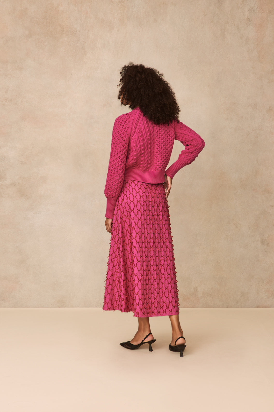 Cable Knit Cardigan | Magenta