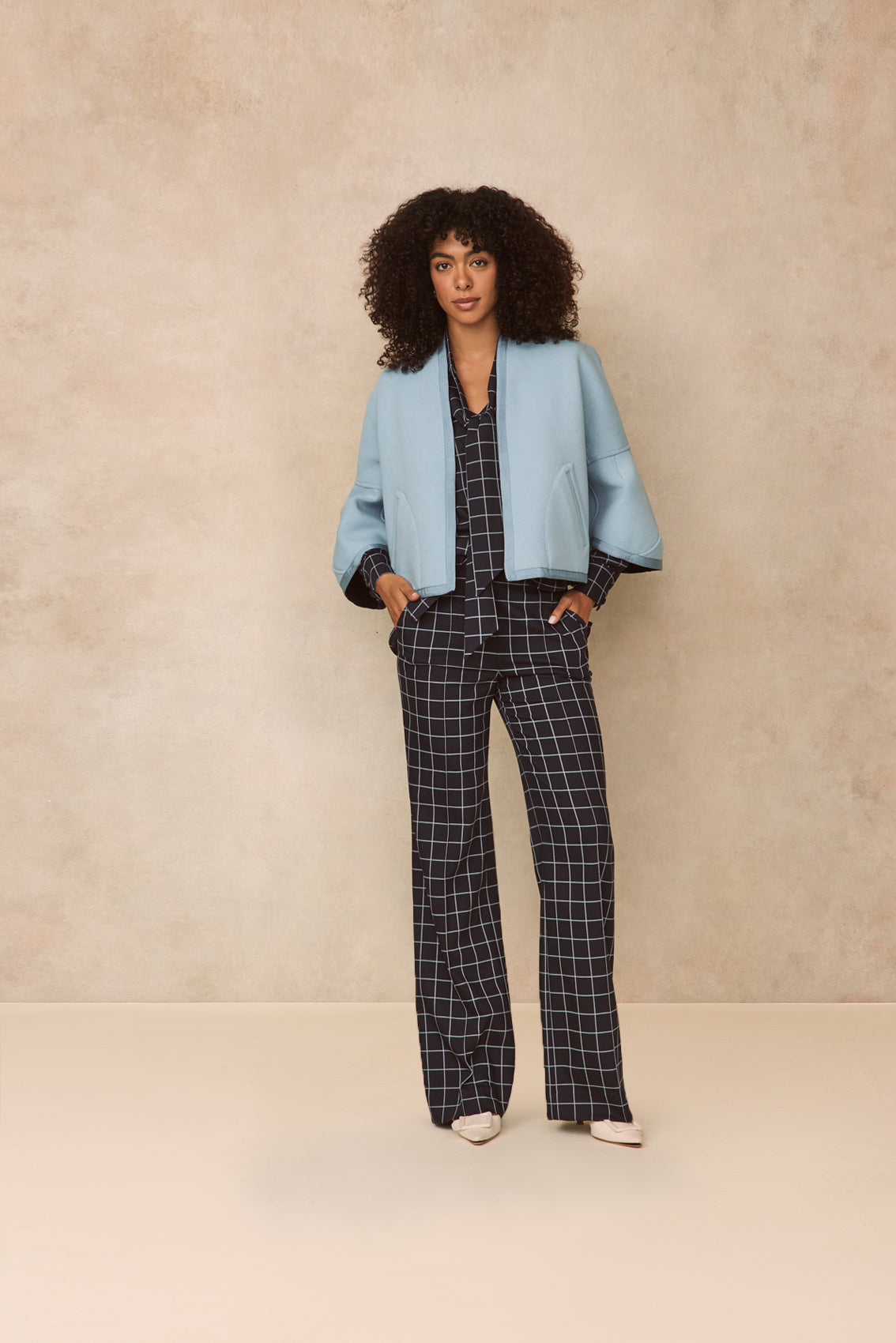 Oversized Check Hanna Pant | Navy