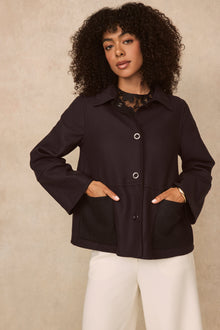 Double Face Wool Reversible Jacket | Black/Navy