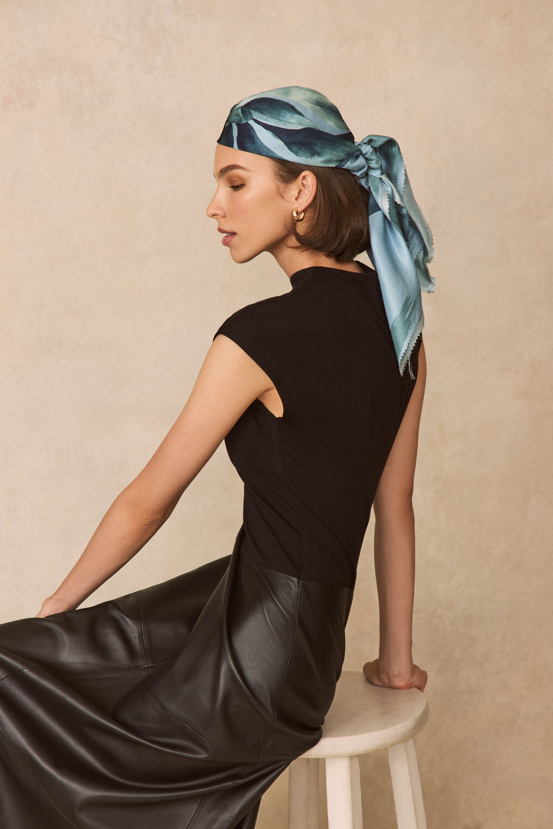 Bow Detail Silk Scarf | Frost