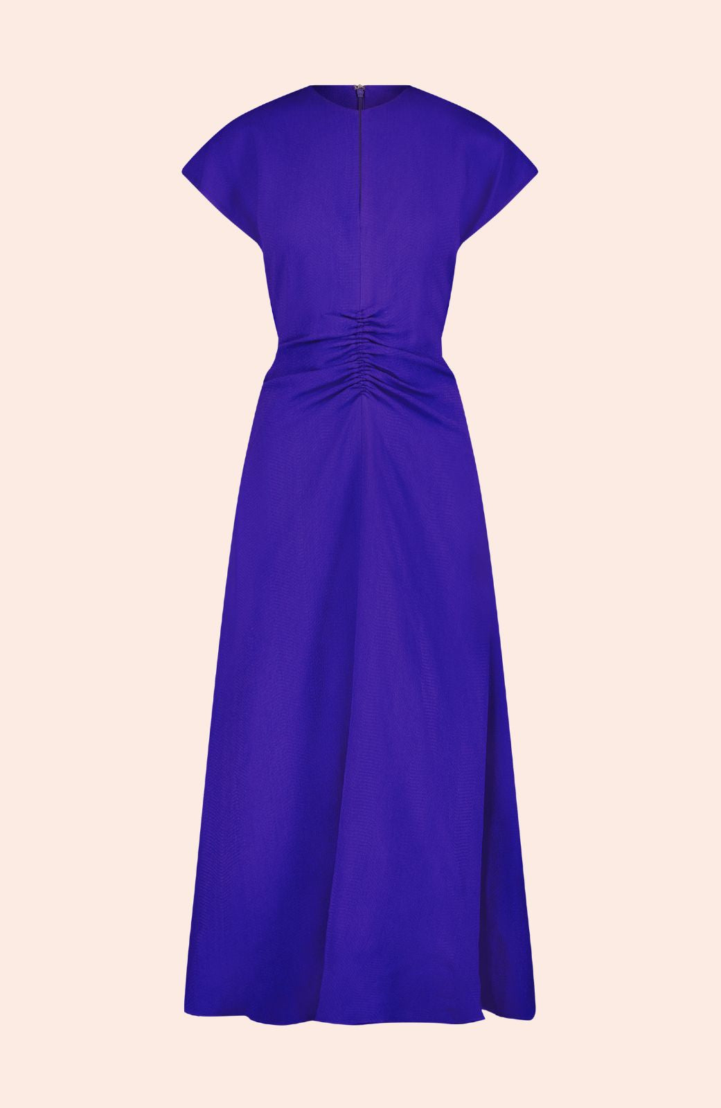 Textured Fluid Crepe Shirred Dress | Violet