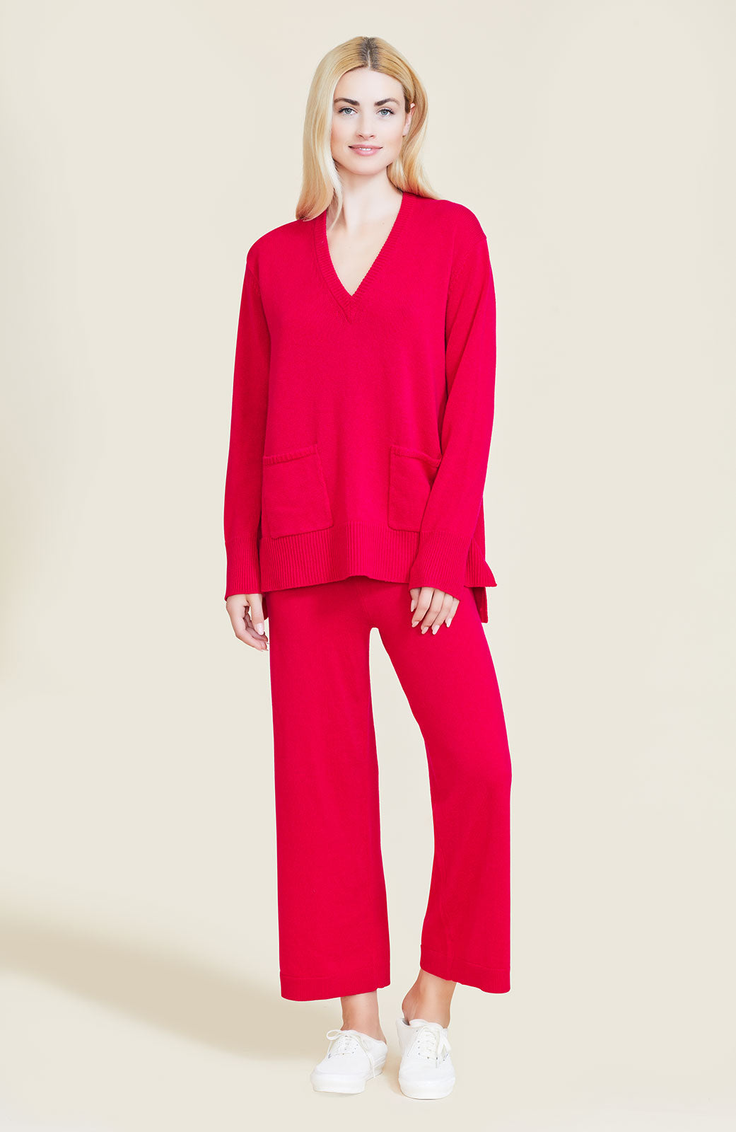 Cropped Knit Pant | Raspberry