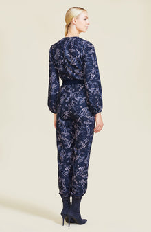 Ski Printed Crepe Jumpsuit | Navy Multi