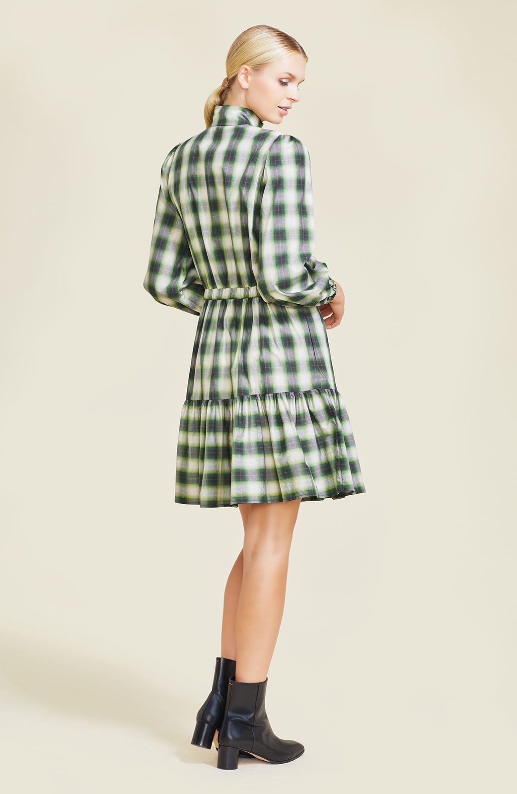 Plaid Poplin Shirt Dress | Olive Multi