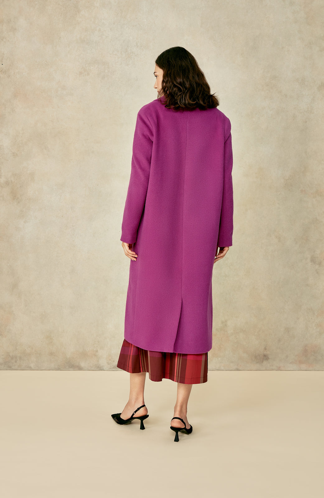 Mohair Wool Peacoat | Fuchsia