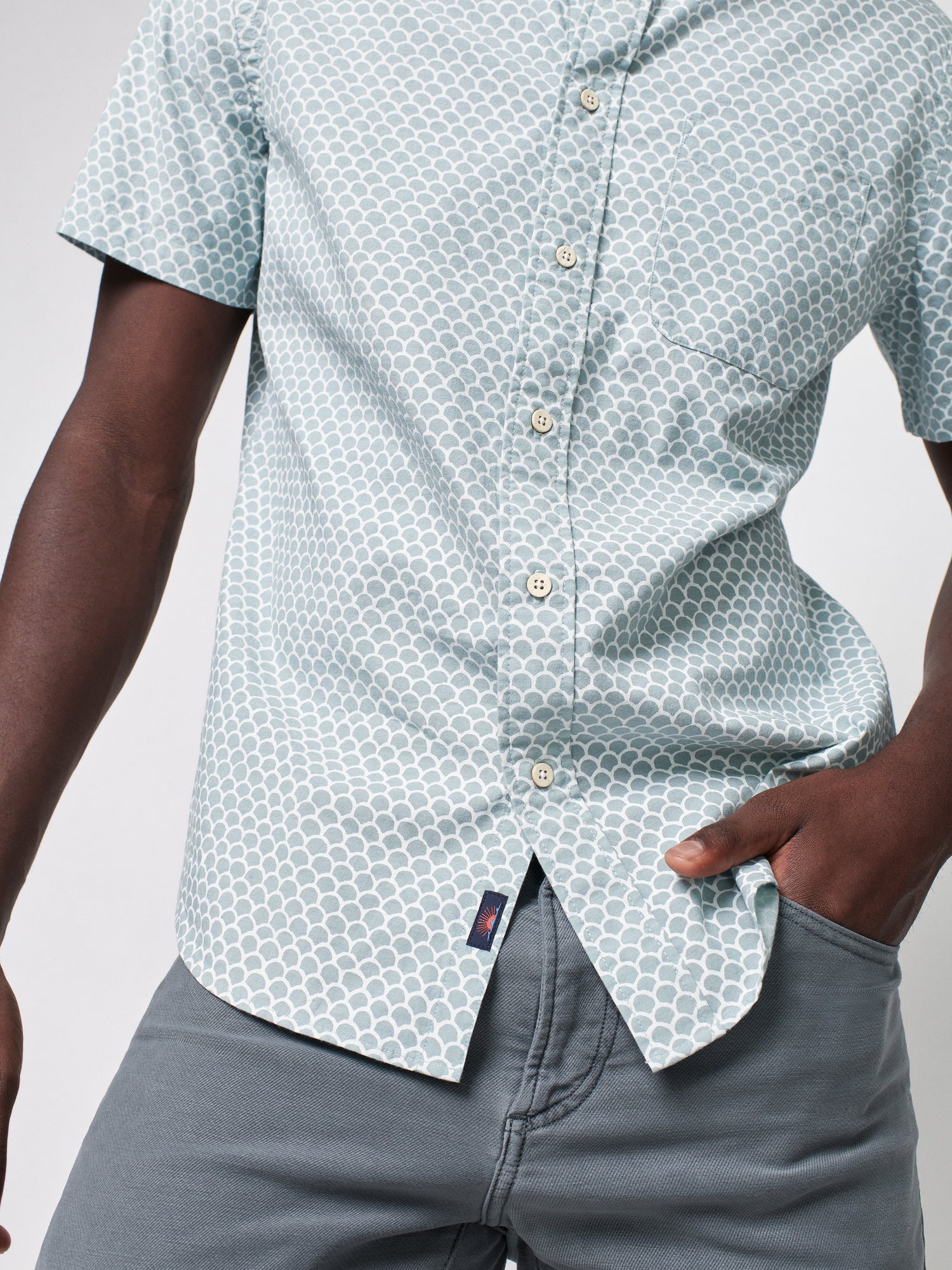 Mens | Short Sleeve Stretch Playa Shirt | Jade Fishscale
