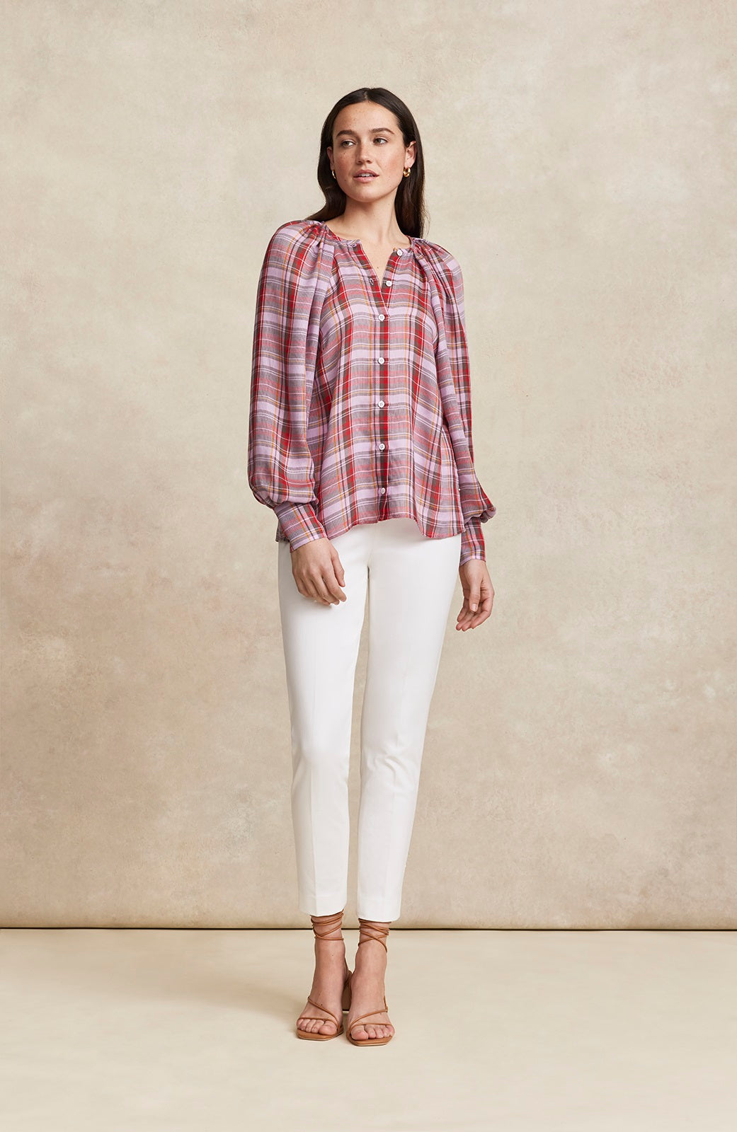 Tencel Plaid Button Down Top | Orchid Multi