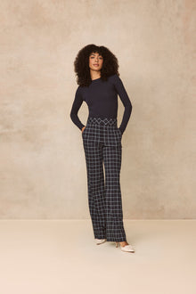Oversized Check Hanna Pant | Navy