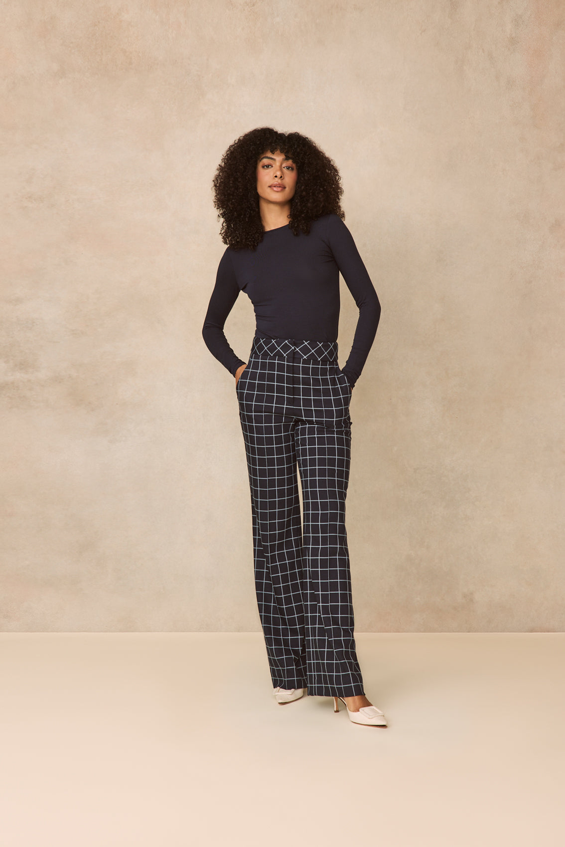 Oversized Check Hanna Pant | Navy