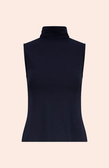 Jersey Sleeveless Turtleneck | Navy