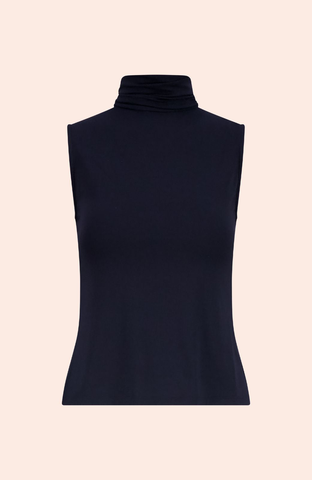 Jersey Sleeveless Turtleneck | Navy