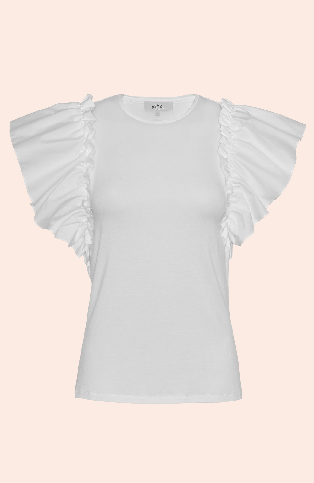 Jersey Poplin Flutter Sleeve Top | White