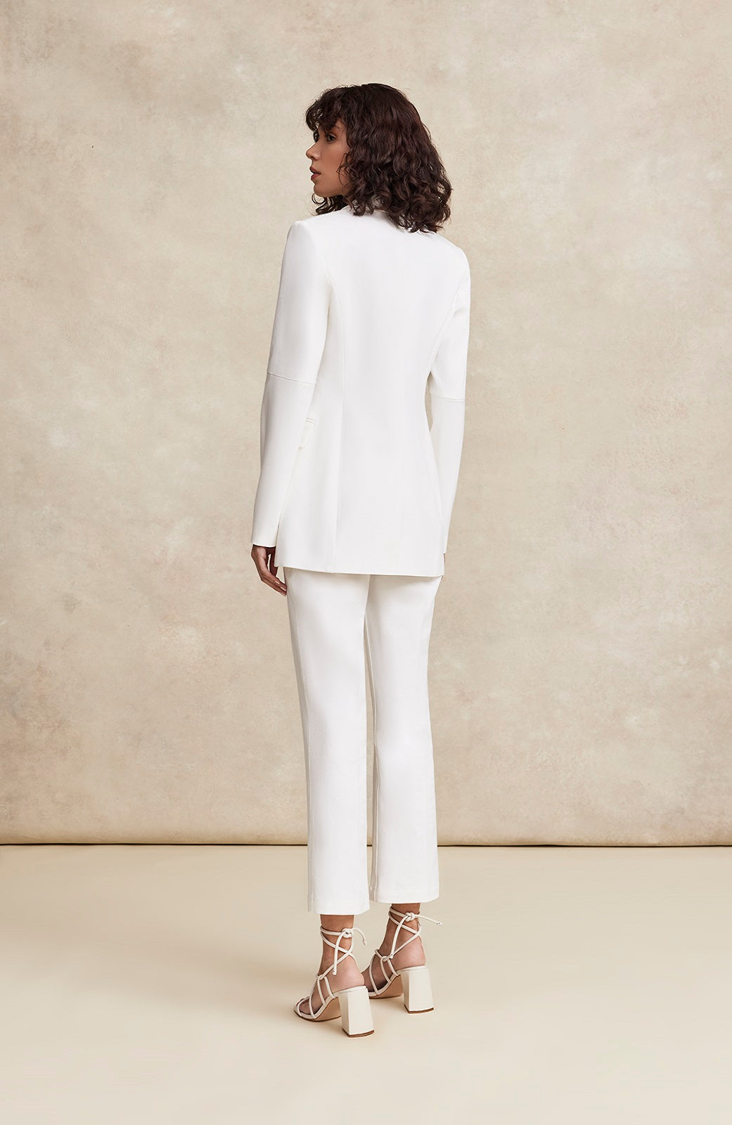 Stretch Cotton Push Up Sleeve Blazer | White