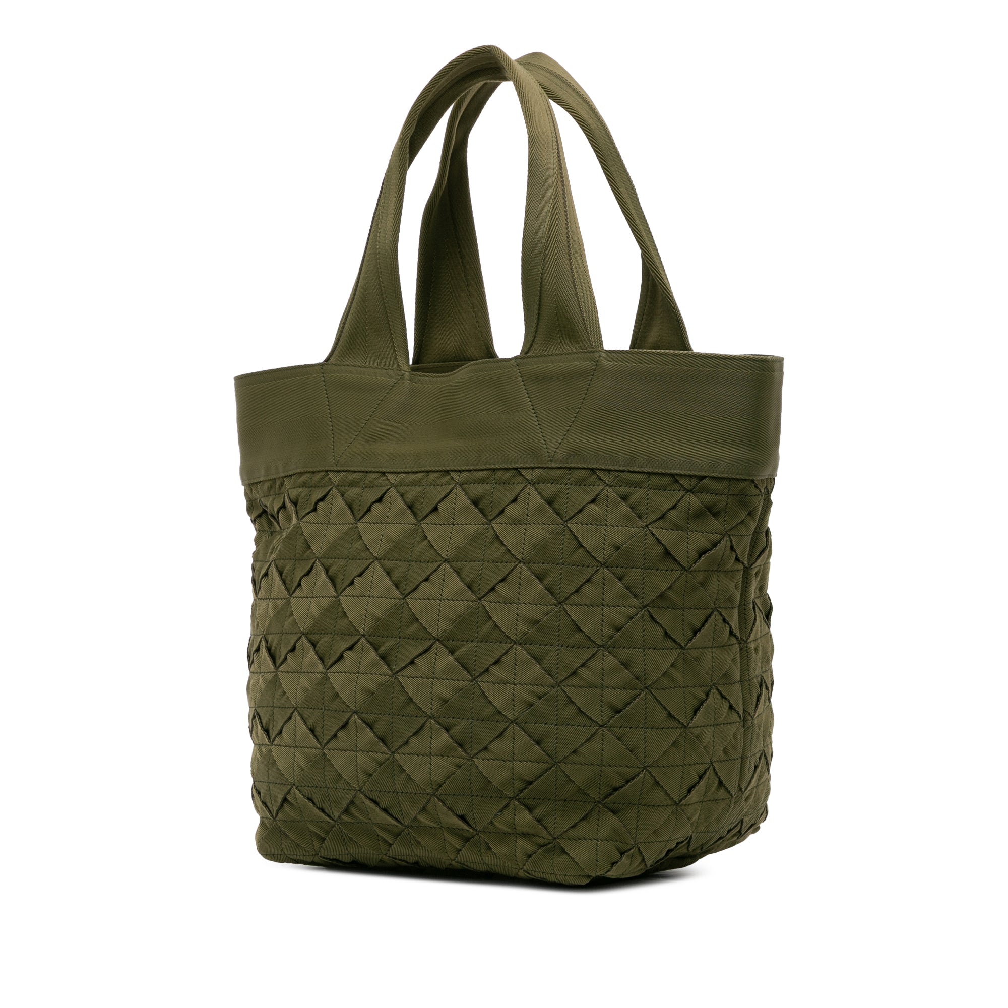 Bottega Veneta | Pre-Owned Canvas Intrecciato Tote | Green/Olive Green