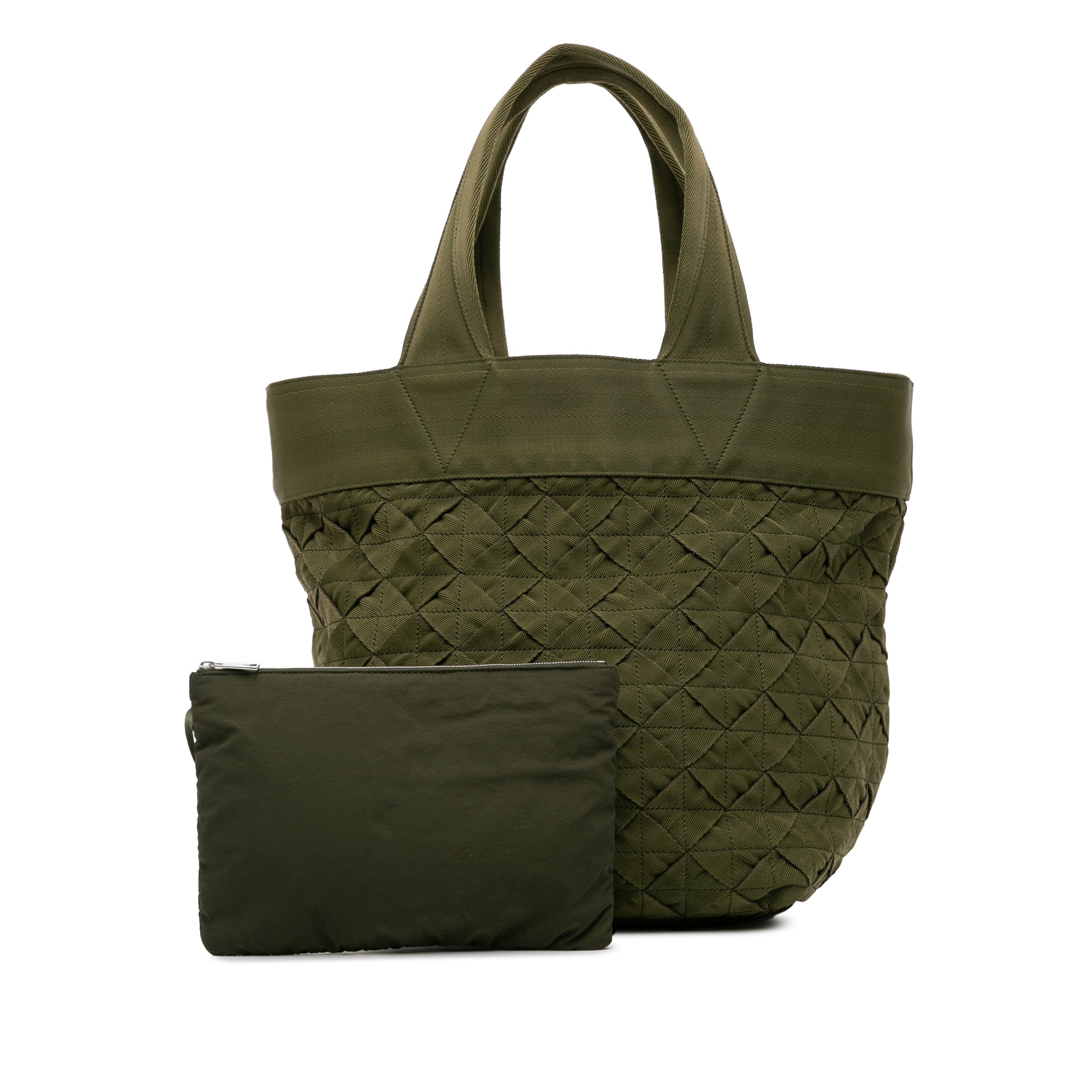 Bottega Veneta | Pre-Owned Canvas Intrecciato Tote | Green/Olive Green