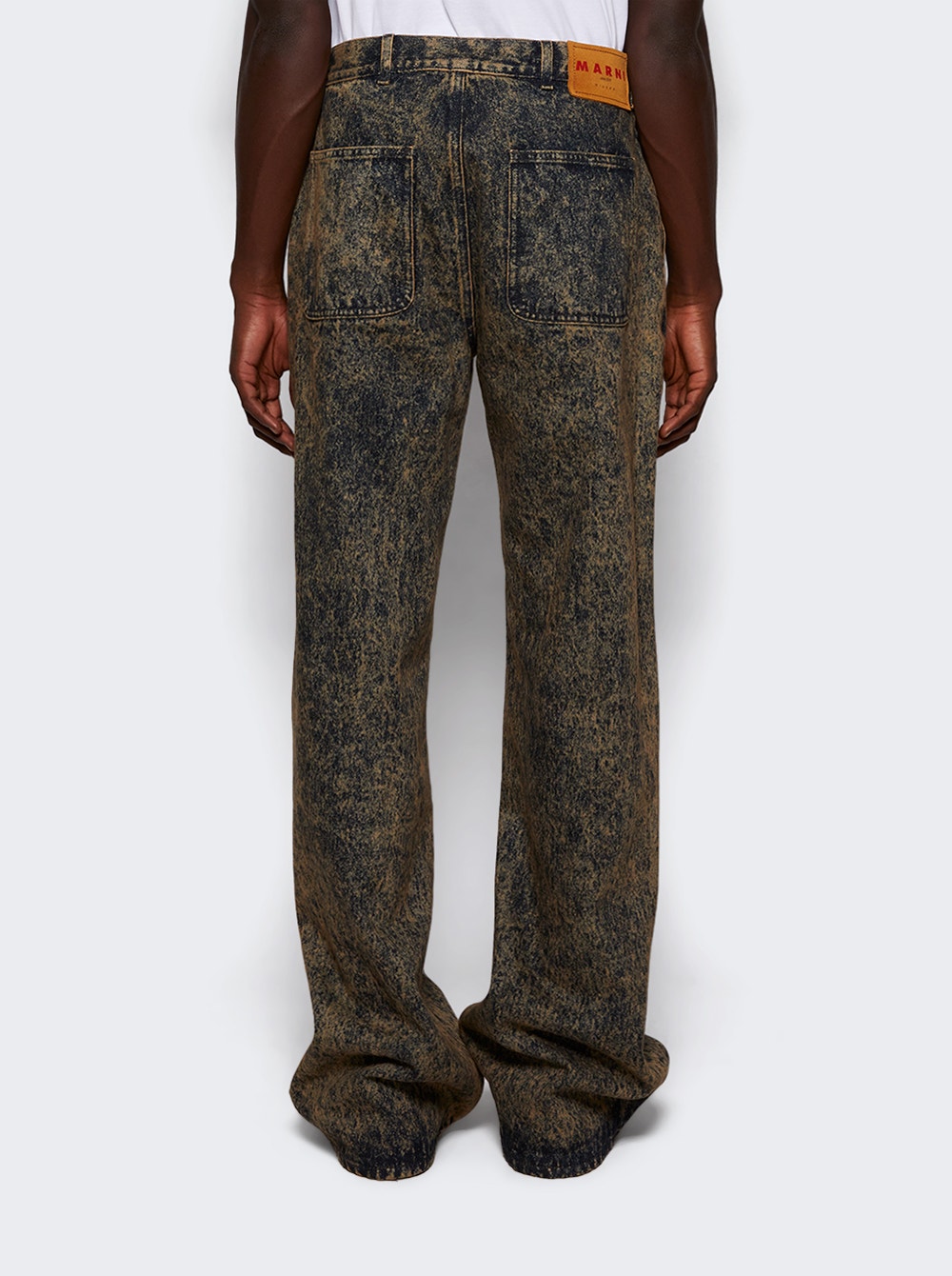 Marni | Marble Denim Straight-leg Jeans & Nomad Dark Blue & Beige