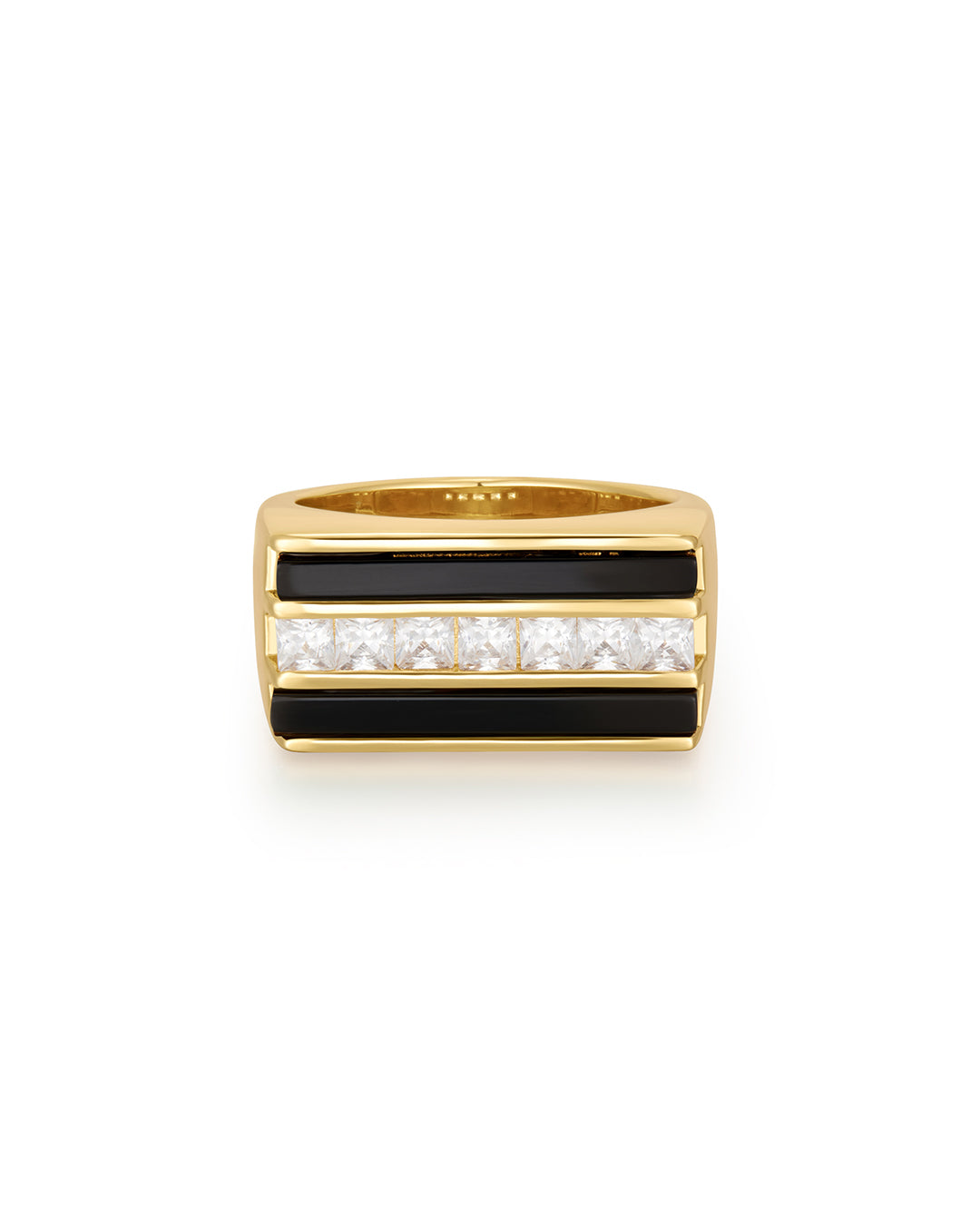 Panini Ring | Black Onyx/Cubic Zirconia | Gold