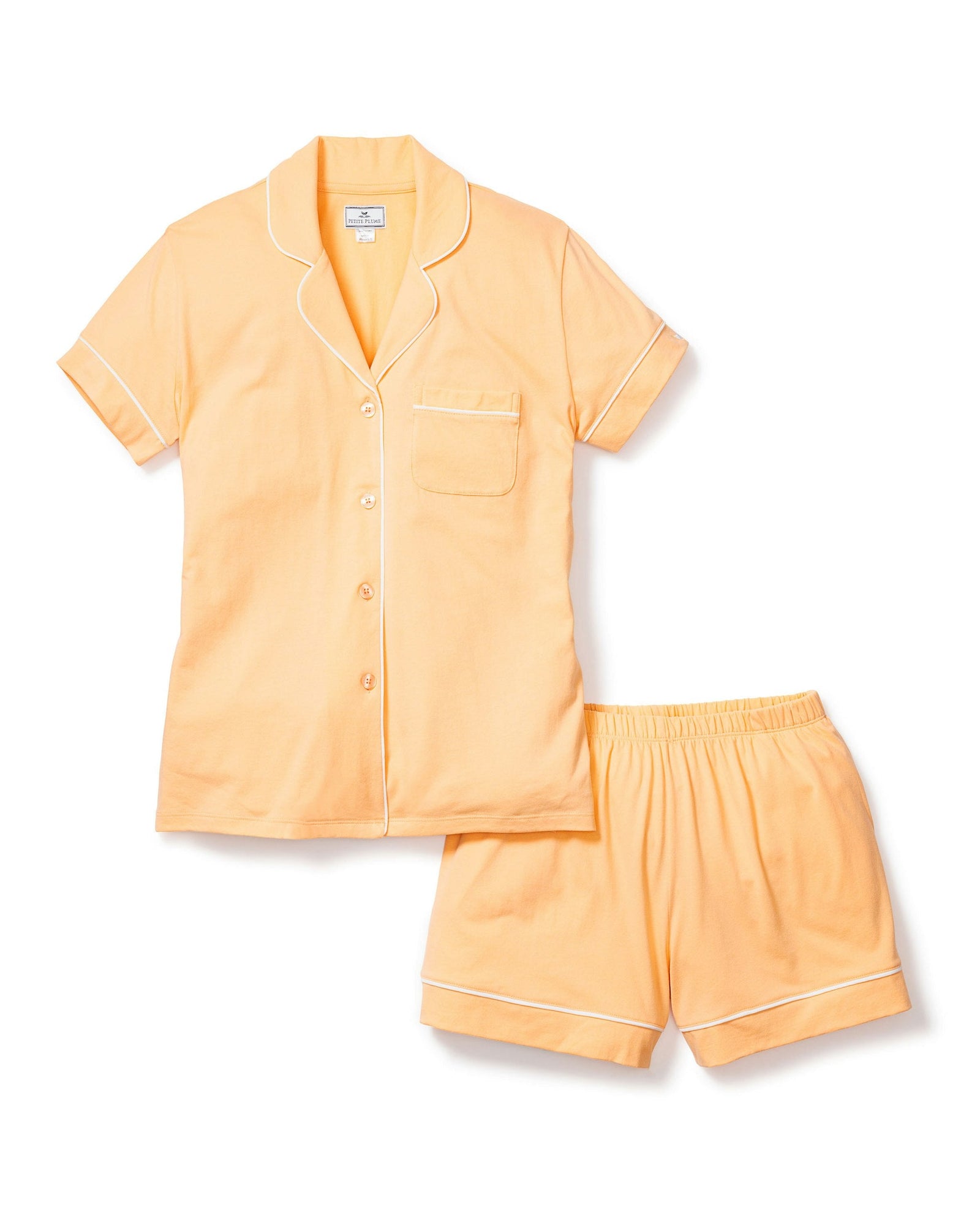 Womens | Pima Short Sleeve Short Set | Peach Fuzz