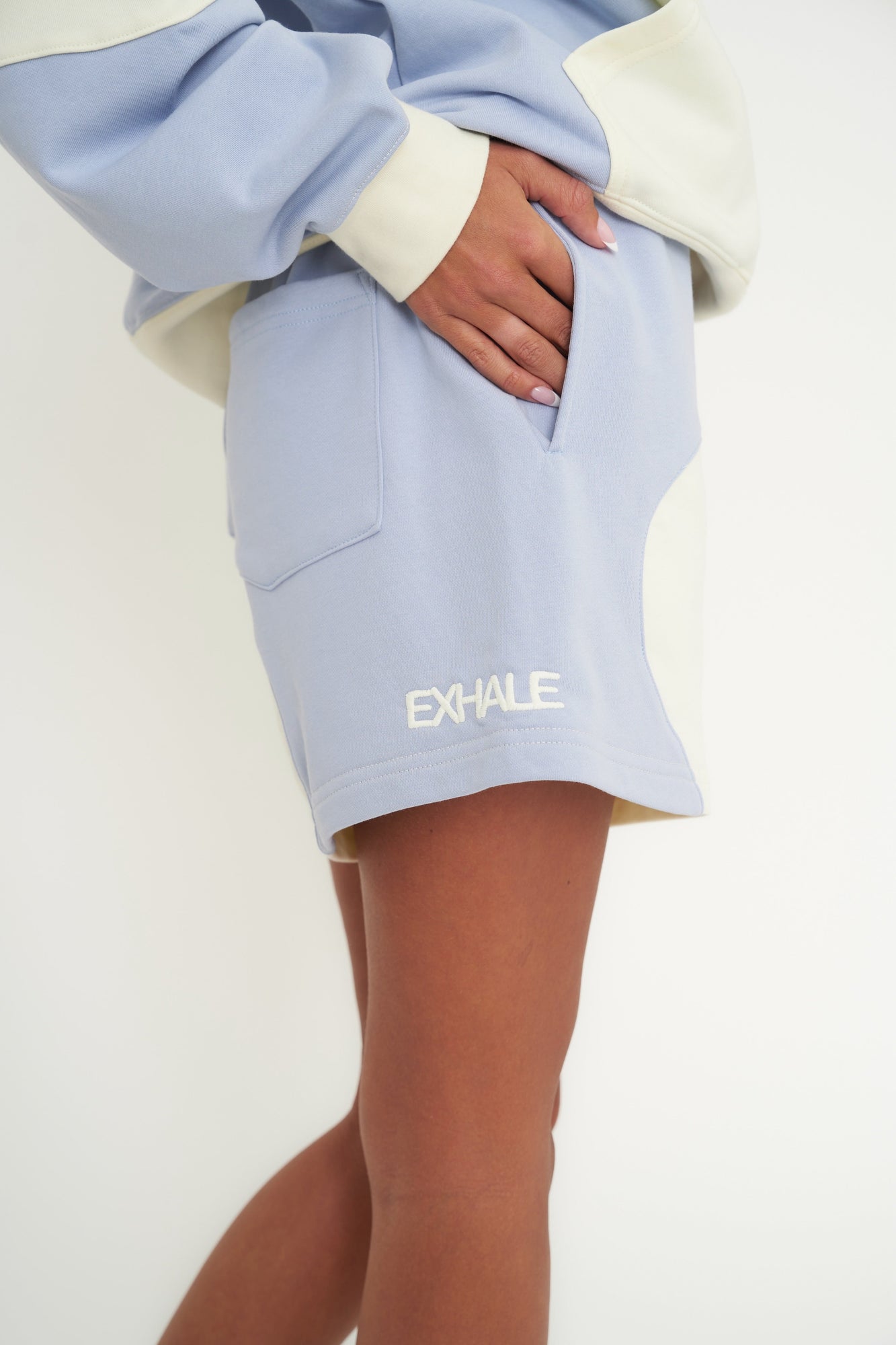 Inhale Exhale Sweatshorts | Pearl x Sky Blue
