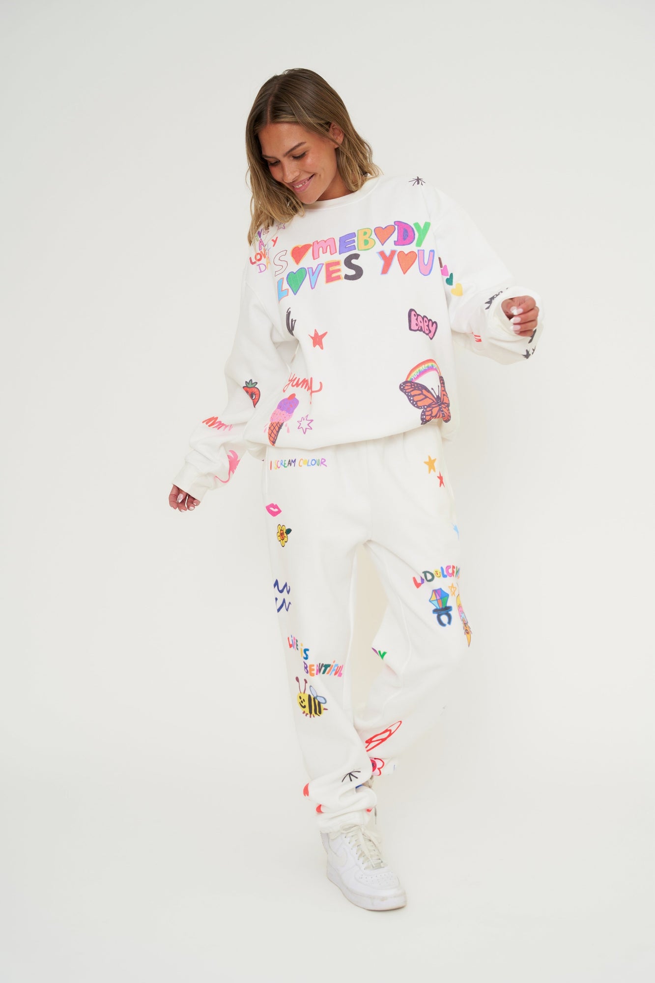 Mayfair x @iscreamcolour Somebody Loves You Crewneck | White
