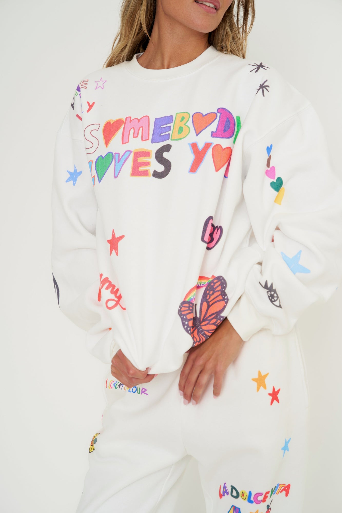 Mayfair x @iscreamcolour Somebody Loves You Crewneck | White