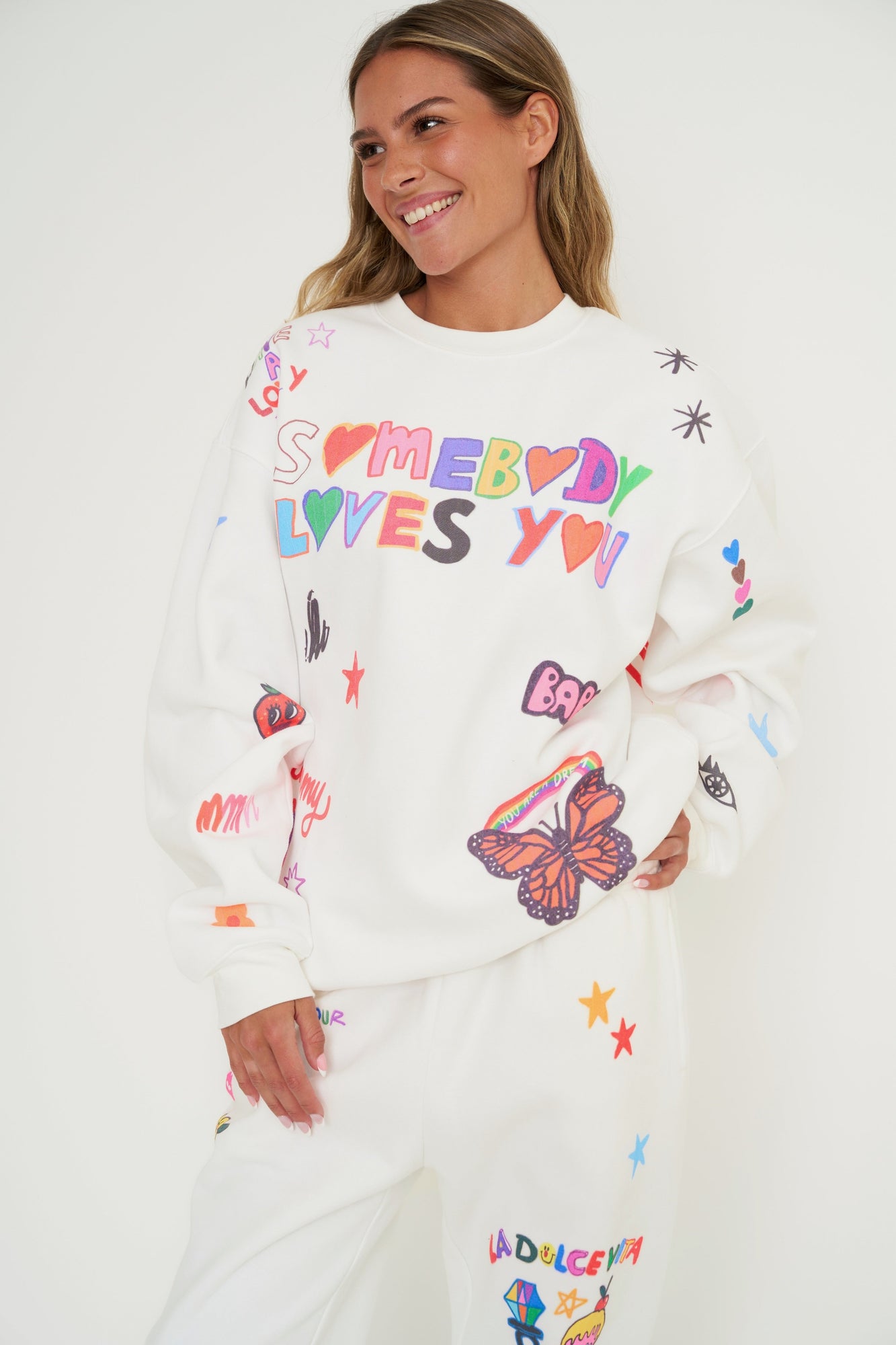 Mayfair x @iscreamcolour Somebody Loves You Crewneck | White