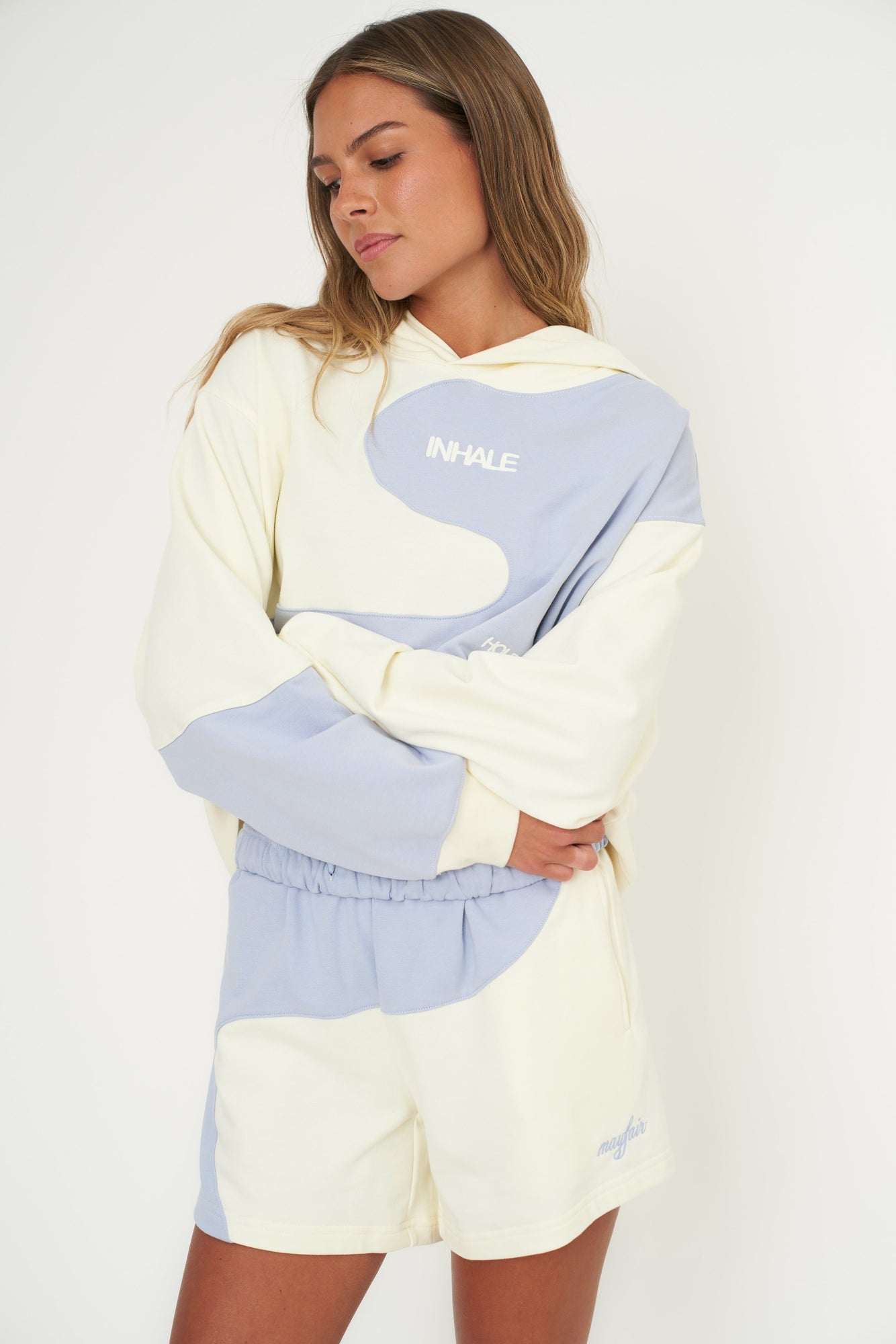 Inhale Exhale Hoodie | Pearl x Sky Blue