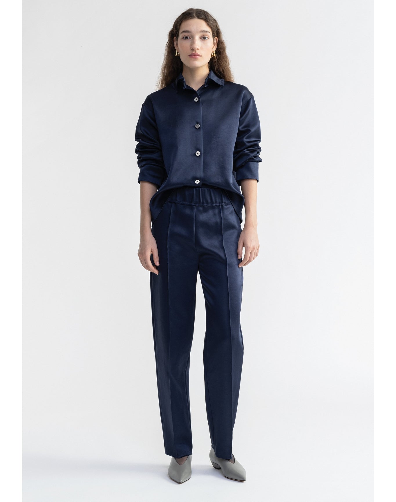 Pace | Heavy Satin Shirt | Dark Navy