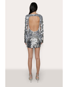 Paillette Long Sleeve Dress | Silver