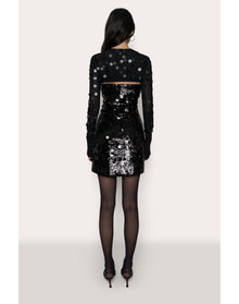 Paillette Micro Crop Cardigan | Black