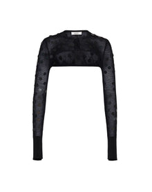 Paillette Micro Crop Cardigan | Black