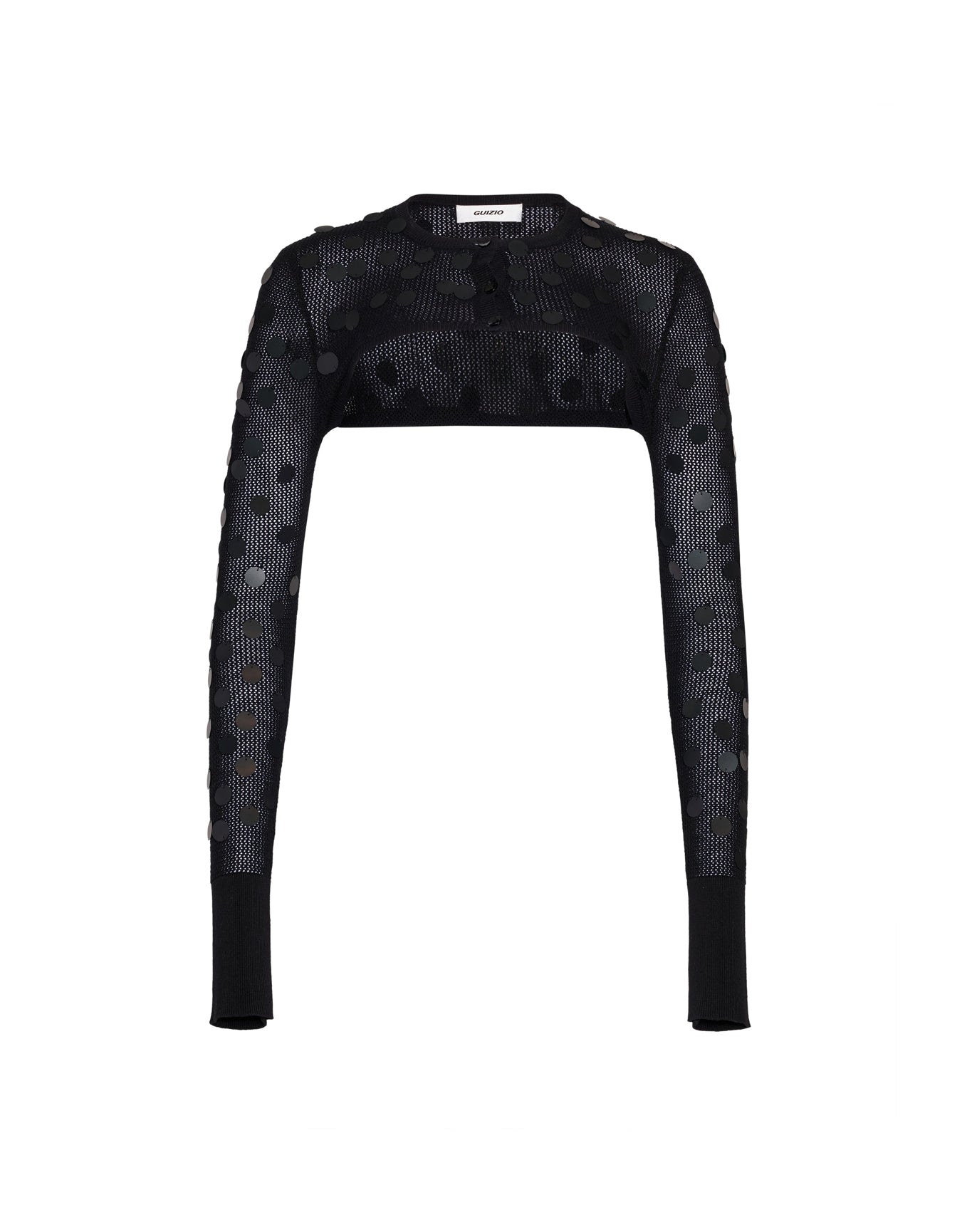 Paillette Micro Crop Cardigan | Black
