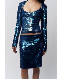 Paillette Midi Skirt | Sapphire