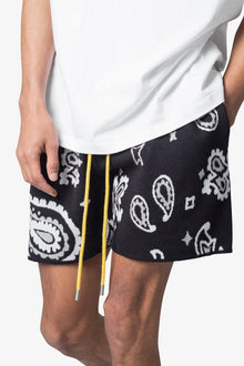 Paisley Knit Shorts | Black