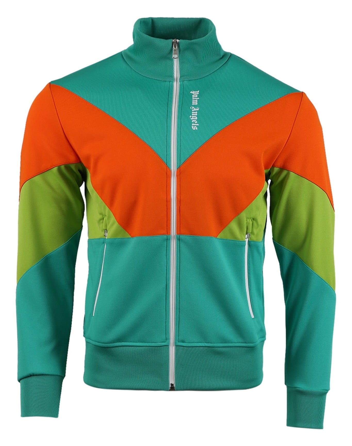 Palm Angels | Men | V Color Block Track Jacket | Forrest Green x Orange