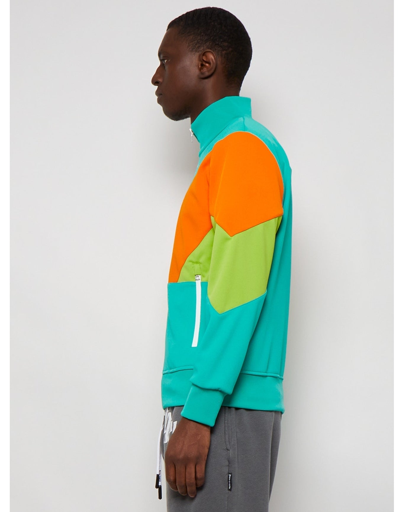 Palm Angels | Men | V Color Block Track Jacket | Forrest Green x Orange