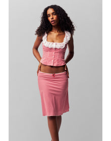 Paloma Lace Top | Gingham Poppy And White