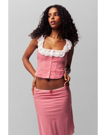 Paloma Lace Top | Gingham Poppy And White