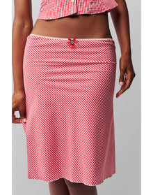 Paloma Skirt | Gingham Poppy And White