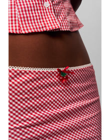 Paloma Skirt | Gingham Poppy And White