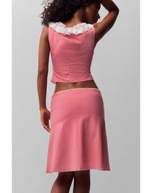 Paloma Skirt | Gingham Poppy And White