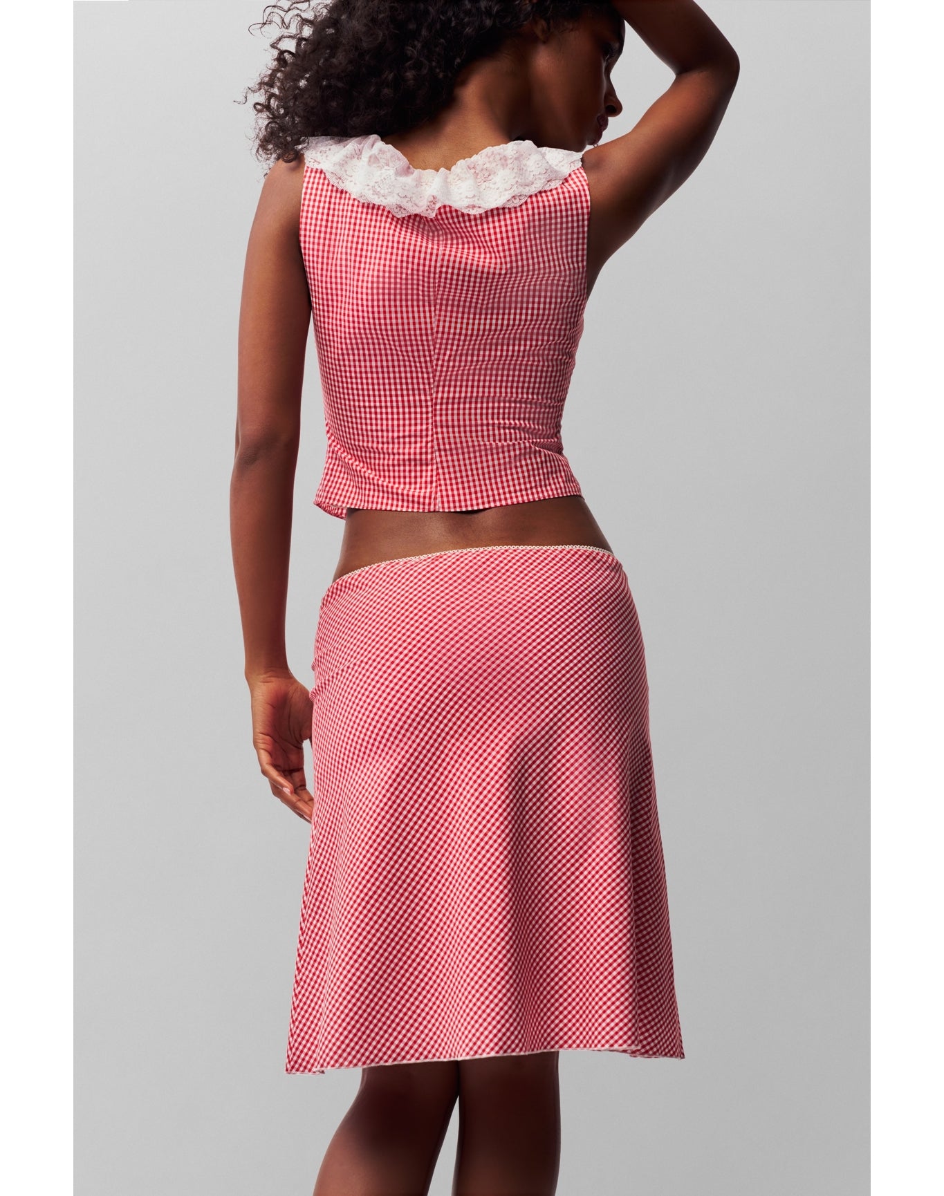 Paloma Skirt | Gingham Poppy And White